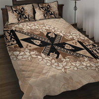 Bula Fiji Plumeria Tagimoucia Salusalu Beige Quilt Bed Set Kaiviti Masi LT7 Beige - Polynesian Pride