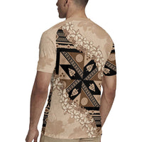 Bula Fiji Plumeria Tagimoucia Salusalu Beige Rugby Jersey Kaiviti Masi LT7 - Polynesian Pride