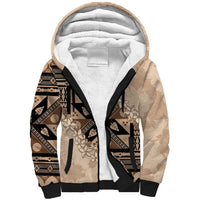 Bula Fiji Plumeria Tagimoucia Salusalu Beige Sherpa Hoodie Kaiviti Masi LT7 Unisex Beige - Polynesian Pride