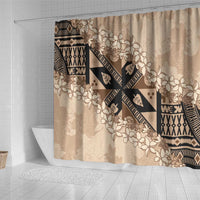 Bula Fiji Plumeria Tagimoucia Salusalu Beige Shower Curtain Kaiviti Masi LT7 - Polynesian Pride