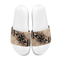 Bula Fiji Plumeria Tagimoucia Salusalu Beige Slide Sandals Kaiviti Masi LT7 Beige - Polynesian Pride