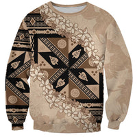 Bula Fiji Plumeria Tagimoucia Salusalu Beige Sweatshirt Kaiviti Masi LT7 Unisex Beige - Polynesian Pride