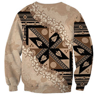 Bula Fiji Plumeria Tagimoucia Salusalu Beige Sweatshirt Kaiviti Masi LT7 - Polynesian Pride