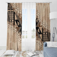 Bula Fiji Plumeria Tagimoucia Salusalu Beige Window Curtain Kaiviti Masi LT7 - Polynesian Pride