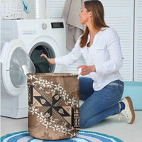 Bula Fiji Plumeria Tagimoucia Salusalu Mocha Laundry Basket Kaiviti Masi LT7 - Polynesian Pride
