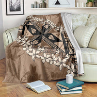 Bula Fiji Plumeria Tagimoucia Salusalu Mocha Blanket Kaiviti Masi LT7 Mocha - Polynesian Pride