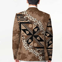 Bula Fiji Plumeria Tagimoucia Salusalu Mocha Blazer Kaiviti Masi LT7 - Polynesian Pride