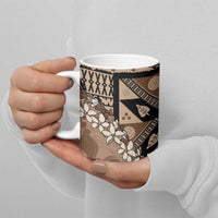 Bula Fiji Plumeria Tagimoucia Salusalu Mocha Ceramic Mug Kaiviti Masi - Polynesian Pride