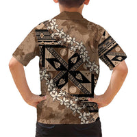 Bula Fiji Plumeria Tagimoucia Salusalu Mocha Family Matching Short Sleeve Bodycon Dress and Hawaiian Shirt Kaiviti Masi LT7 - Polynesian Pride