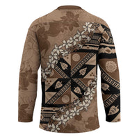 Bula Fiji Plumeria Tagimoucia Salusalu Mocha Hockey Jersey Kaiviti Masi LT7 - Polynesian Pride