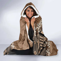 Bula Fiji Plumeria Tagimoucia Salusalu Mocha Hooded Blanket Kaiviti Masi LT7 - Polynesian Pride