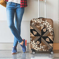Bula Fiji Plumeria Tagimoucia Salusalu Mocha Luggage Cover Kaiviti Masi LT7 - Polynesian Pride