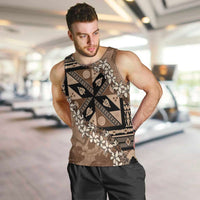 Bula Fiji Plumeria Tagimoucia Salusalu Mocha Men Tank Top Kaiviti Masi LT7 Mocha - Polynesian Pride