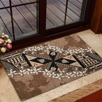 Bula Fiji Plumeria Tagimoucia Salusalu Mocha Rubber Doormat Kaiviti Masi LT7 - Polynesian Pride