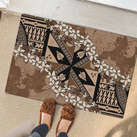 Bula Fiji Plumeria Tagimoucia Salusalu Mocha Rubber Doormat Kaiviti Masi LT7 - Polynesian Pride
