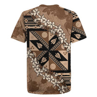 Bula Fiji Plumeria Tagimoucia Salusalu Mocha Rugby Jersey Kaiviti Masi LT7 - Polynesian Pride