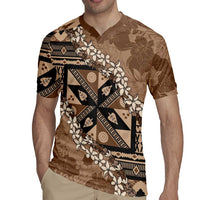 Bula Fiji Plumeria Tagimoucia Salusalu Mocha Rugby Jersey Kaiviti Masi LT7 - Polynesian Pride