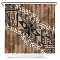 Bula Fiji Plumeria Tagimoucia Salusalu Mocha Shower Curtain Kaiviti Masi LT7 Mocha - Polynesian Pride