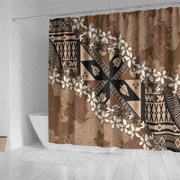 Bula Fiji Plumeria Tagimoucia Salusalu Mocha Shower Curtain Kaiviti Masi LT7 - Polynesian Pride