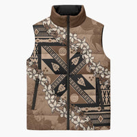 Bula Fiji Plumeria Tagimoucia Salusalu Mocha Sleeveless Puffer Jacket Kaiviti Masi LT7 Unisex Mocha - Polynesian Pride