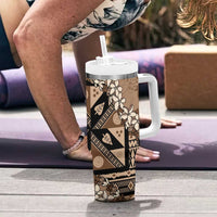Bula Fiji Plumeria Tagimoucia Salusalu Mocha Tumbler With Handle Kaiviti Masi LT7 - Polynesian Pride
