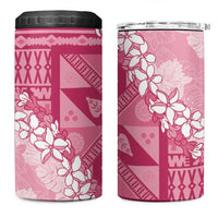 Bula Fiji Plumeria Tagimoucia Salusalu Pink 4 in 1 Can Cooler Tumbler Kaiviti Masi LT7 One Size: 16 oz Pink - Polynesian Pride