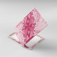 Bula Fiji Plumeria Tagimoucia Salusalu Pink Canvas Wall Art Kaiviti Masi LT7 With Frame Pink - Polynesian Pride