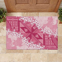 Bula Fiji Plumeria Tagimoucia Salusalu Pink Rubber Doormat Kaiviti Masi LT7 Pink - Polynesian Pride