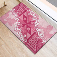 Bula Fiji Plumeria Tagimoucia Salusalu Pink Rubber Doormat Kaiviti Masi LT7 - Polynesian Pride