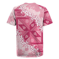 Bula Fiji Plumeria Tagimoucia Salusalu Pink Rugby Jersey Kaiviti Masi LT7 - Polynesian Pride