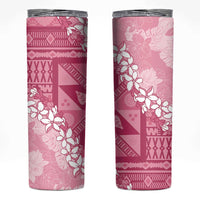 Bula Fiji Plumeria Tagimoucia Salusalu Pink Skinny Tumbler Kaiviti Masi LT7 Pink - Polynesian Pride