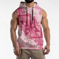 Bula Fiji Plumeria Tagimoucia Salusalu Pink Sleeveless Hoodie Kaiviti Masi LT7 - Polynesian Pride
