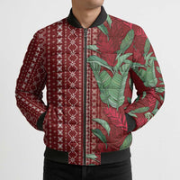 Women's Day Samoa Malu Tattoo Inspired Mix Teuila Bomber Puffer Jacket Scarlet