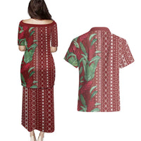 Women's Day Samoa Malu Tattoo Inspired Mix Teuila Couples Matching Puletasi and Hawaiian Shirt Scarlet LT7 - Polynesian Pride