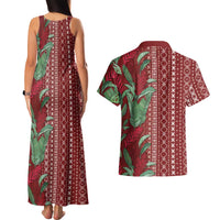 Women's Day Samoa Malu Tattoo Inspired Mix Teuila Couples Matching Tank Maxi Dress and Hawaiian Shirt Scarlet LT7 - Polynesian Pride