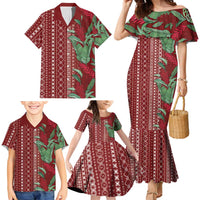 Women's Day Samoa Malu Tattoo Inspired Mix Teuila Family Matching Mermaid Dress and Hawaiian Shirt Scarlet LT7 - Polynesian Pride