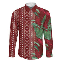 Women's Day Samoa Malu Tattoo Inspired Mix Teuila Family Matching Mermaid Dress and Hawaiian Shirt Scarlet LT7 Dad's Shirt - Long Sleeve Scarlet - Polynesian Pride
