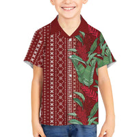 Women's Day Samoa Malu Tattoo Inspired Mix Teuila Family Matching Off The Shoulder Long Sleeve Dress and Hawaiian Shirt Scarlet LT7 Son's Shirt Scarlet - Polynesian Pride