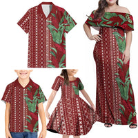 Women's Day Samoa Malu Tattoo Inspired Mix Teuila Family Matching Off Shoulder Maxi Dress and Hawaiian Shirt Scarlet LT7 - Polynesian Pride