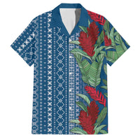 Women's Day Samoa Malu Tattoo Inspired Mix Teuila Family Matching Long Sleeve Bodycon Dress and Hawaiian Shirt Royal Blue LT7 Dad's Shirt - Short Sleeve Royal Blue - Polynesian Pride