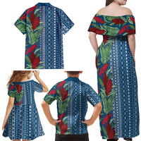 Women's Day Samoa Malu Tattoo Inspired Mix Teuila Family Matching Off Shoulder Maxi Dress and Hawaiian Shirt Royal Blue LT7 - Polynesian Pride