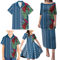 Women's Day Samoa Malu Tattoo Inspired Mix Teuila Family Matching Puletasi and Hawaiian Shirt Royal Blue LT7 - Polynesian Pride