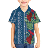 Women's Day Samoa Malu Tattoo Inspired Mix Teuila Family Matching Tank Maxi Dress and Hawaiian Shirt Royal Blue LT7 Son's Shirt Royal Blue - Polynesian Pride