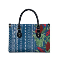 Women's Day Samoa Malu Tattoo Inspired Mix Teuila Leather Bag Royal Blue