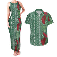 Women's Day Samoa Malu Tattoo Inspired Mix Teuila Couples Matching Tank Maxi Dress and Hawaiian Shirt Sage Green LT7 Sage Green - Polynesian Pride