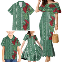 Women's Day Samoa Malu Tattoo Inspired Mix Teuila Family Matching Mermaid Dress and Hawaiian Shirt Sage Green LT7 - Polynesian Pride