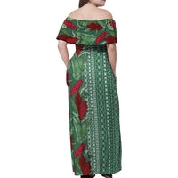 Women's Day Samoa Malu Tattoo Inspired Mix Teuila Family Matching Off Shoulder Maxi Dress and Hawaiian Shirt Sage Green LT7 - Polynesian Pride