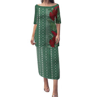 Women's Day Samoa Malu Tattoo Inspired Mix Teuila Family Matching Puletasi and Hawaiian Shirt Sage Green LT7 Mom's Dress Sage Green - Polynesian Pride