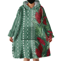 Women's Day Samoa Malu Tattoo Inspired Mix Teuila Wearable Blanket Hoodie Sage Green