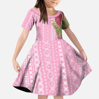 Women's Day Samoa Malu Tattoo Inspired Mix Teuila Family Matching Summer Maxi Dress and Hawaiian Shirt Rose Pink LT7 Daughter's Dress Rose Pink - Polynesian Pride